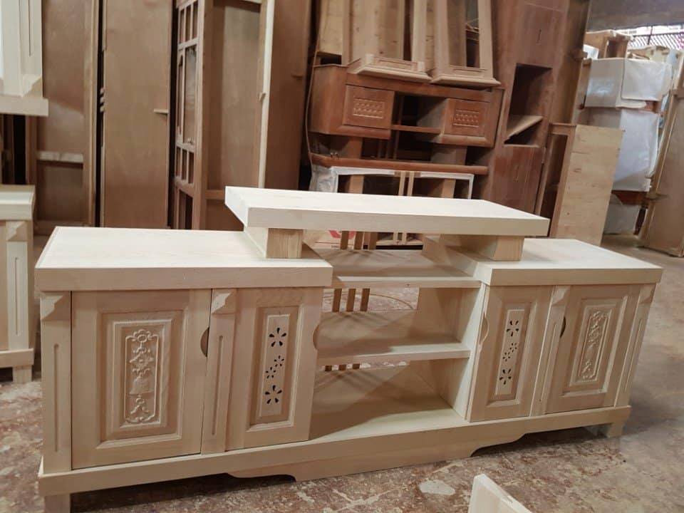 Kệ Ti Vi Gỗ Tự Nhiên- Teck Mẫu 02  Hải Phòng